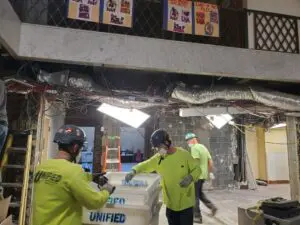 Work in progress in the lobby. - St. Francis House