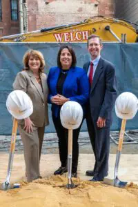 41 LaGrange Street Ground Breaking Ceremony - St. Francis House Karen LaFrazia, Lieutenant Governor Kim Driscoll and William Grogan