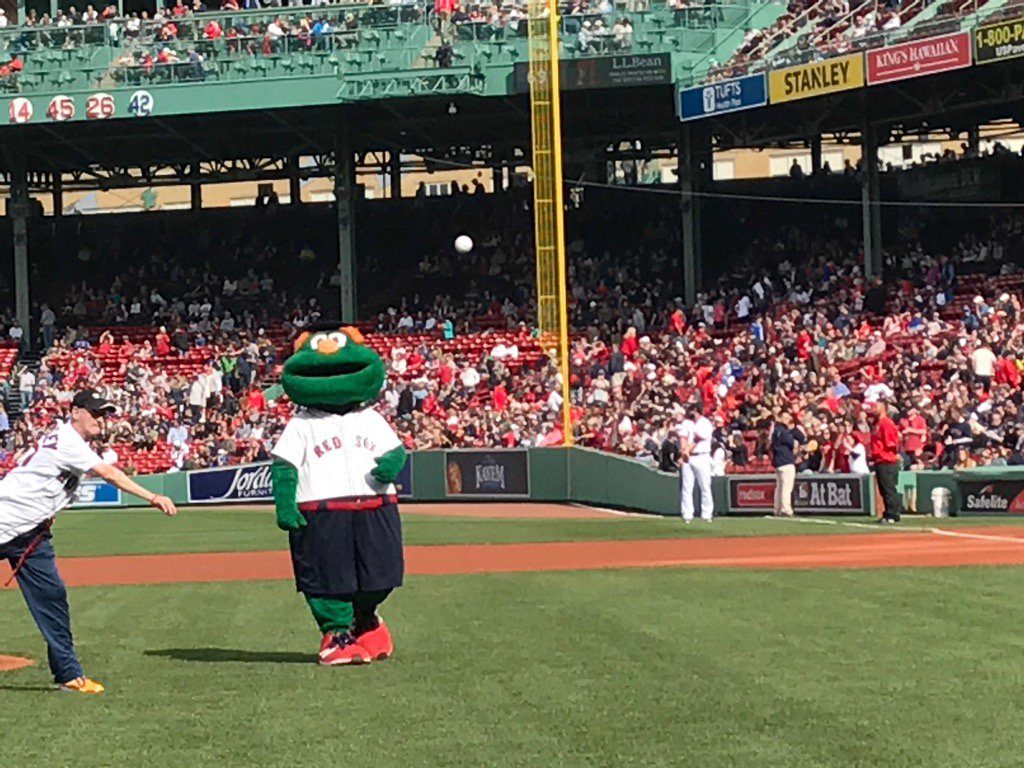 Mark throwing out first pitch on One Boston Day 2017