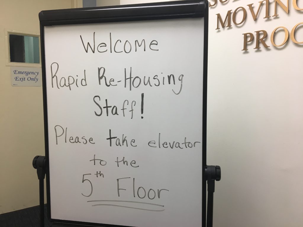 Rapid rehousing welcome sign