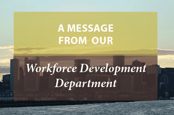 interior A message from the SFH Workforce Development Department banner image